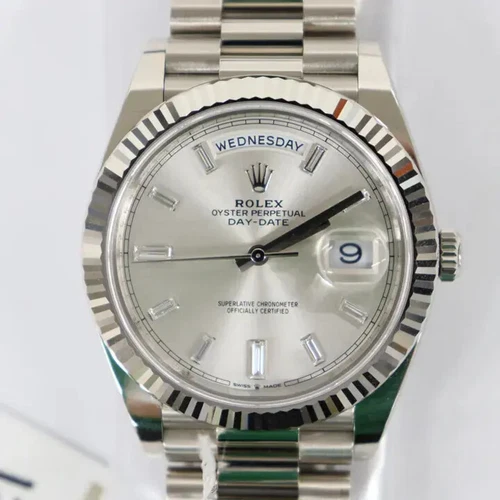 2020's Mint Rolex 228239 Day Date 40 18K White Gold Diamond Watch