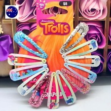 12 New Girl Kid Children Shopkins OR Trolls OR Frozen Head Hair Clip Snap Pin