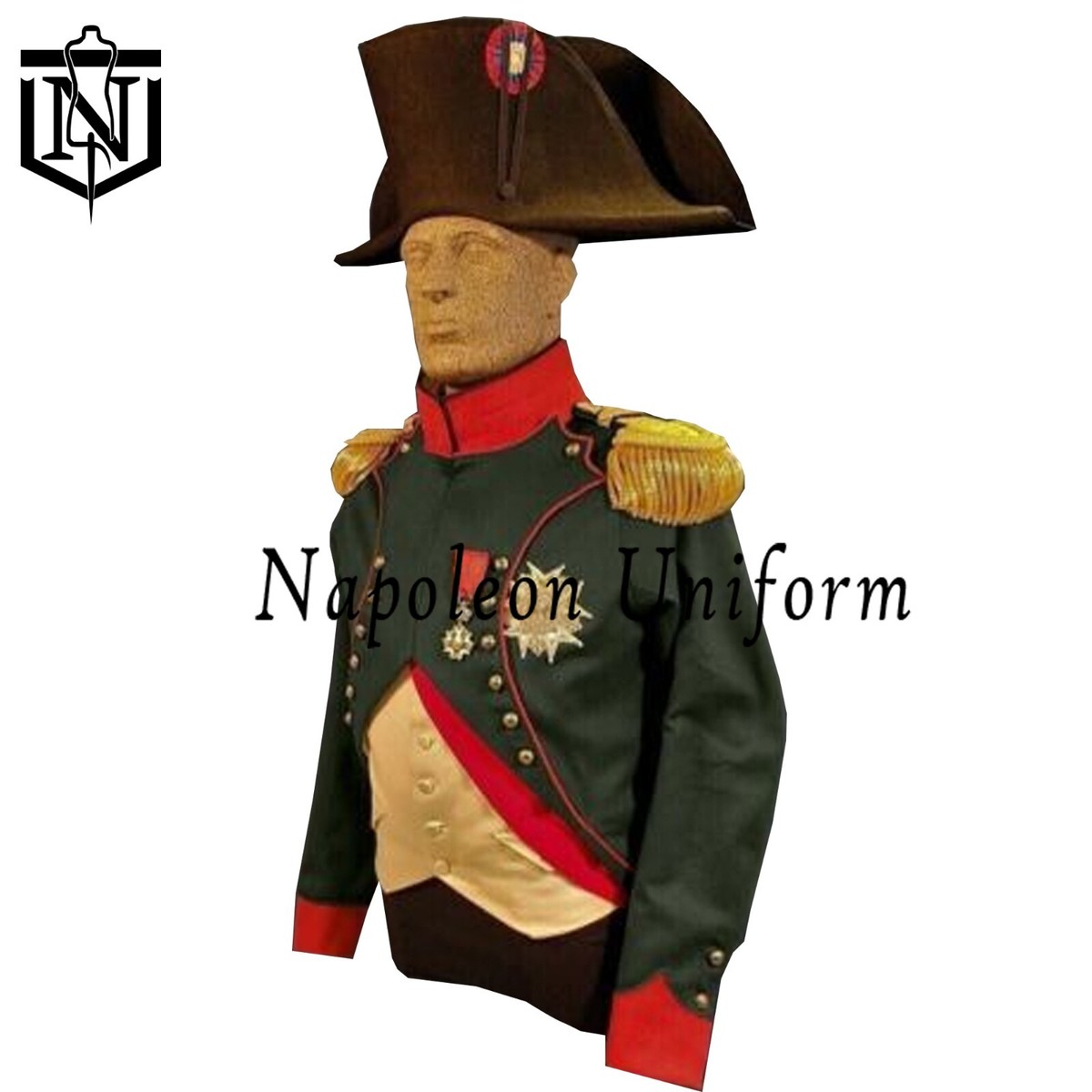 Men's Napoleonic Green Military Tailcoat, French Army Uniform Men's Napoleonic Green Military Tailcoat, French Army Uniform