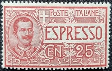 Italy Kingdom 1903 ESPRESSO 25c red MLH Sass. 1 centered