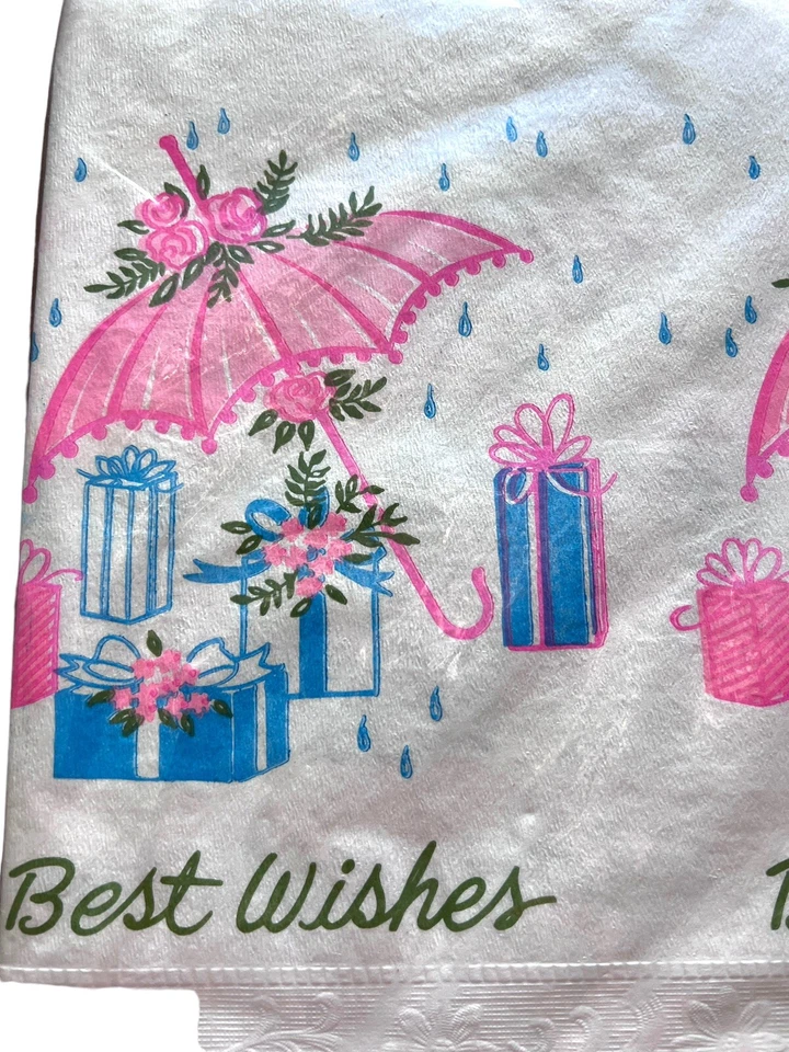 Mantel de papel vintage blanco y rosa baby shower playa vajilla de papel sellado Foto 4 de 4