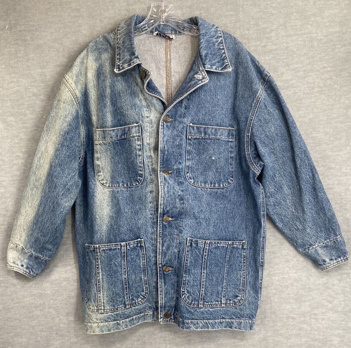 ZENA Jean Jacket Women Large* Denim Coat Oversize Tapered Waist Made USA VTG 80s ZENA Jean Jacket Women Large* Denim Coat Oversize Tapered Waist Made USA VTG 80s