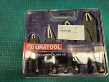 DURATOOL Four Piece Locking Set Heat Treated Serrated Steel Jaws Plier Black