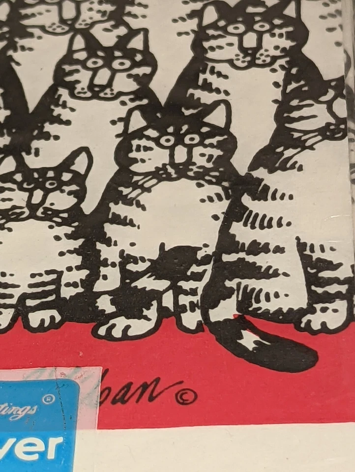 Kliban Cat Vintage Party Table Cover Paper New NOS Black white Red 54x96" - Image 4 of 4