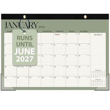 2026 Desk Calendar, Large Desktop/Wall 17"x12" Jan 2026-Jun 2027  , Green