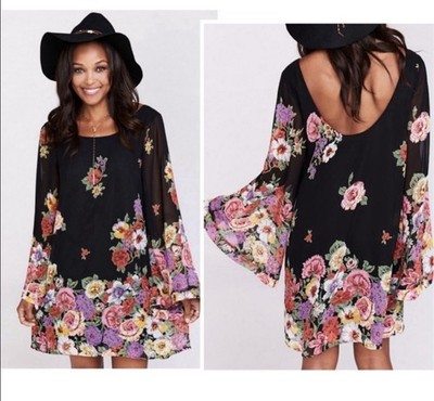 Show Me Your Mumu Bombshell Dress Size XS  Floral Bell Sleeve Boho Gypsy Mini