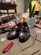 Allen Edmonds Bergamo Mac Toe Brown Leather Slip On Loafers Sz 7 D 49070