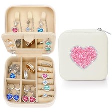 Bling Heart Rhinestone Jewelry Box Gifts for Teen Girls Kids Beige-Heart