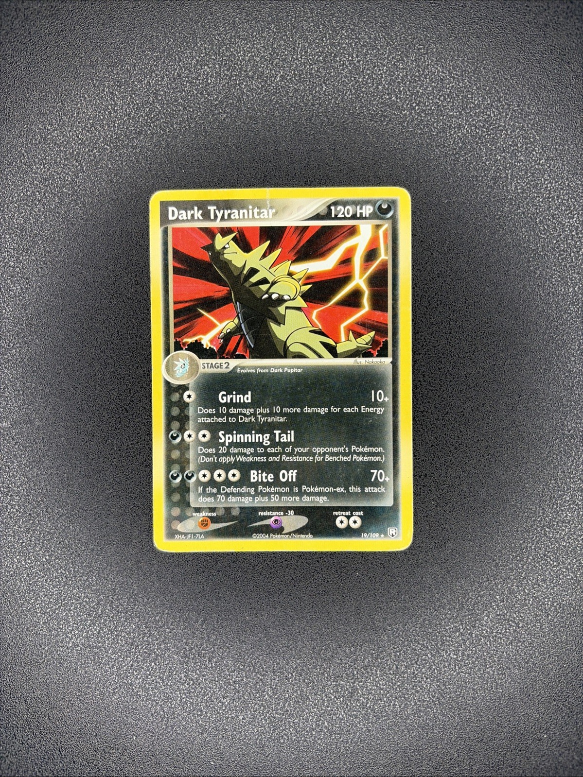 Dark Tyranitar 19/109 Rare Non-Holo Team Rocket Returns 2004 Pokémon Card HP DMG