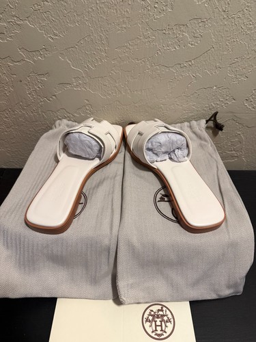 Hermes Oran Women's Sandals White Size Eu 38 - Picture 3 of 7