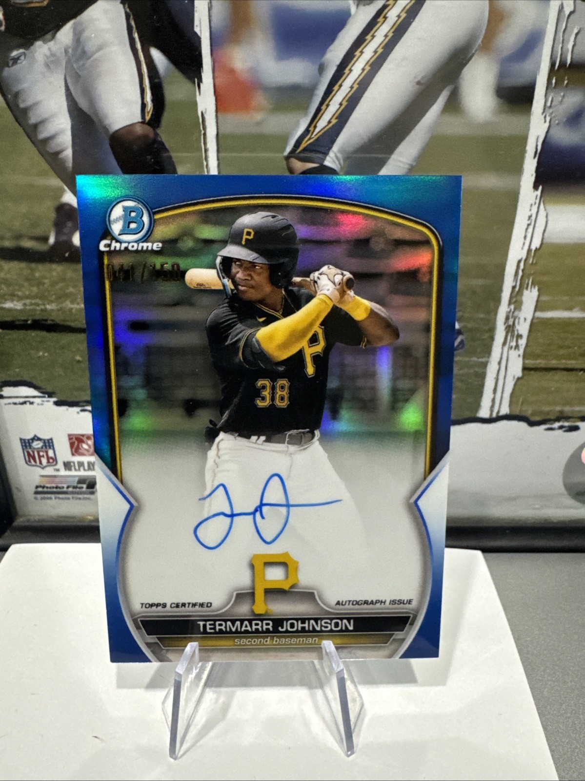 2023 Bowman Chrome Prospect Autograph Termarr Johnson CPA-TJ Blue Refractor /150