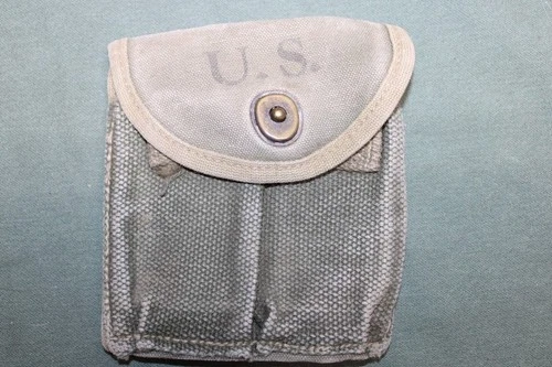 US Military Issue WW2 M1 Carbine Ammo Magazine Stock Belt Pouch OD 3 Canvas N20