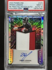DRAKE LONDON AUTO RPA ROOKIE 2022 PANINI ONE PATCH AUTO #379 PSA 9/10 AUTO POP 1