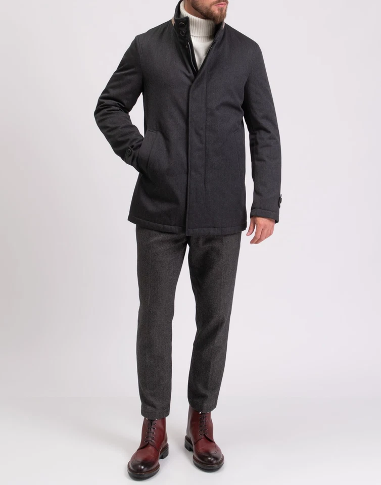 RRP €1100 HERNO TECH Wool Coat IT50 US40 L GREEN STORM SYSTEM Stand Up Collar - Image 2 of 4