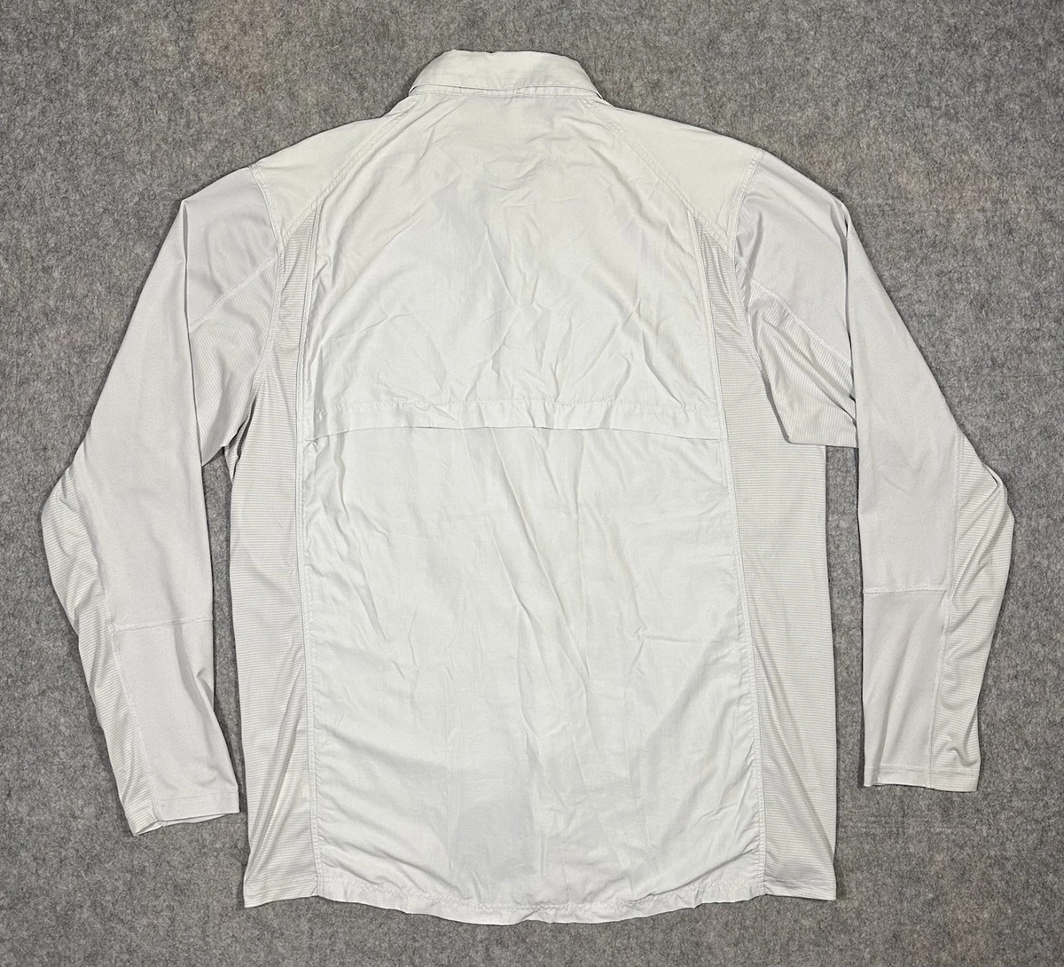 Camisa de Pesca Simms G4 TriComp Para Hombres XL Blanca Manga Larga Ventilación Cremallera Bolsillo Exterior