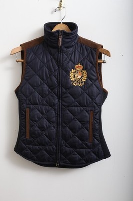EUC XS/TP Women's Polo Ralph Lauren Crest Navy Blue Quilted Vest