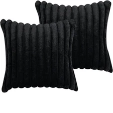 18x18 Throw Pillow Covers Set of 2, Decorative Faux Fur Covers for Bed/Couch