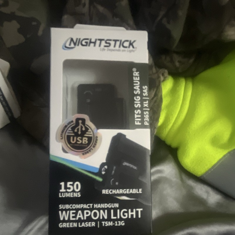 Nightstick TSM-13G Weapon Light Green Laser LED Rechargeable Rail Mount