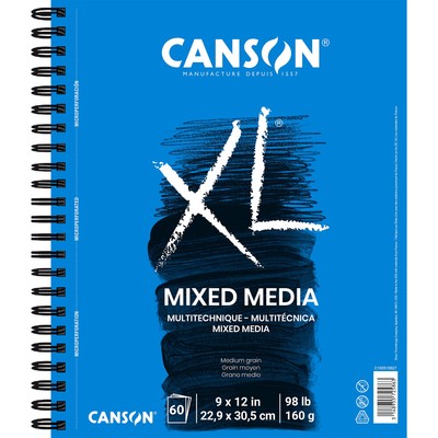 Canson XL Series Mixed Media Pad, Side Wire, 9x12 inches, 60 Sheets   Heavywe...
