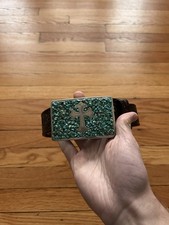 Nocona Women’s Western Turquoise Leather Silver Cross Belt Y2K Size M