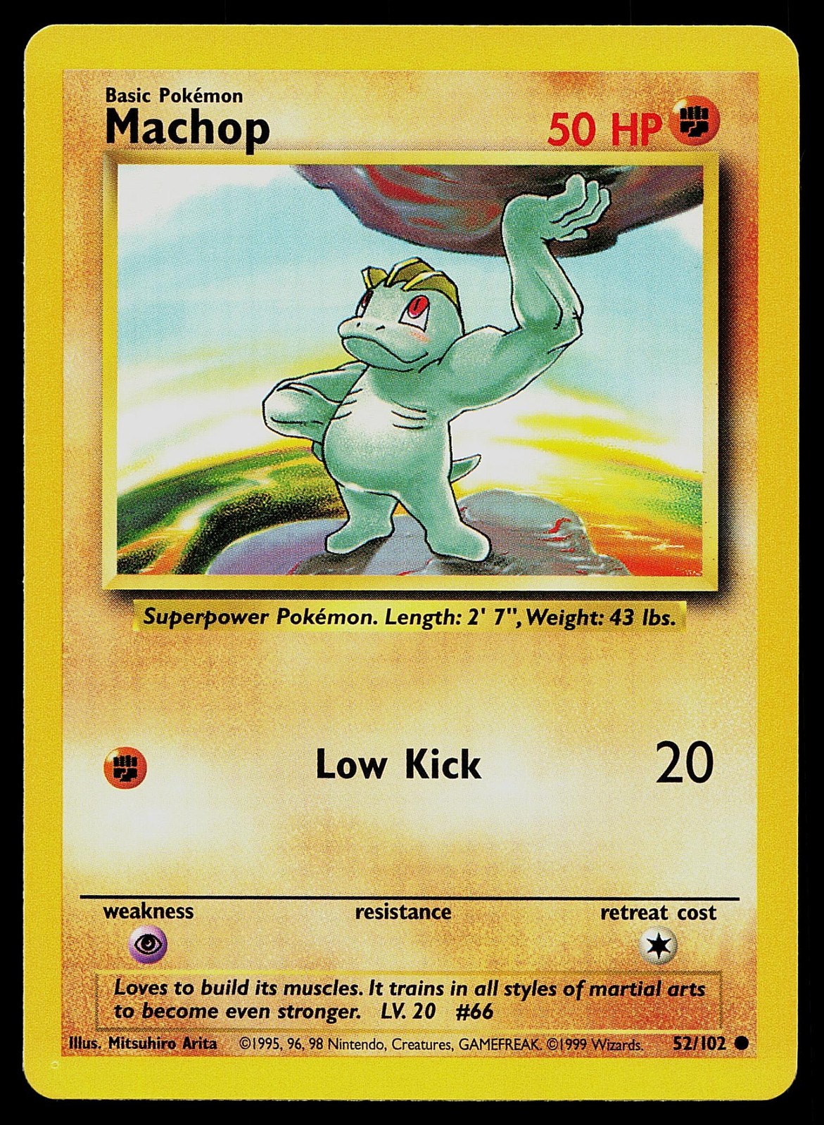 Pokemon Card Base Set Unlimited Machop 52/102 Common
