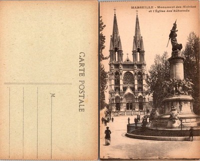 Marseille Monument des Mobiles LEglise des Reformes Vintage Postcard Unposted
