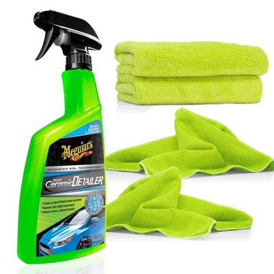Meguiars Hybrid Ceramic Detailer 768ml + 4x Microfasertuch 550 GSM/320 GSM green