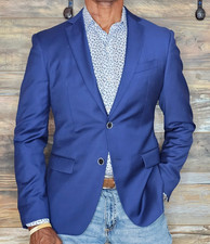 John Varvatos USA Blue 100 Wool Dual Vent Jacket Blazer 38S