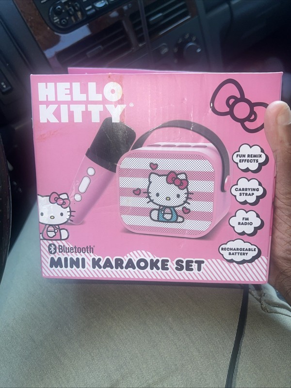 Hello Kitty Mini Karaoke Set Bluetooth Rechargeable Pink White Microphone