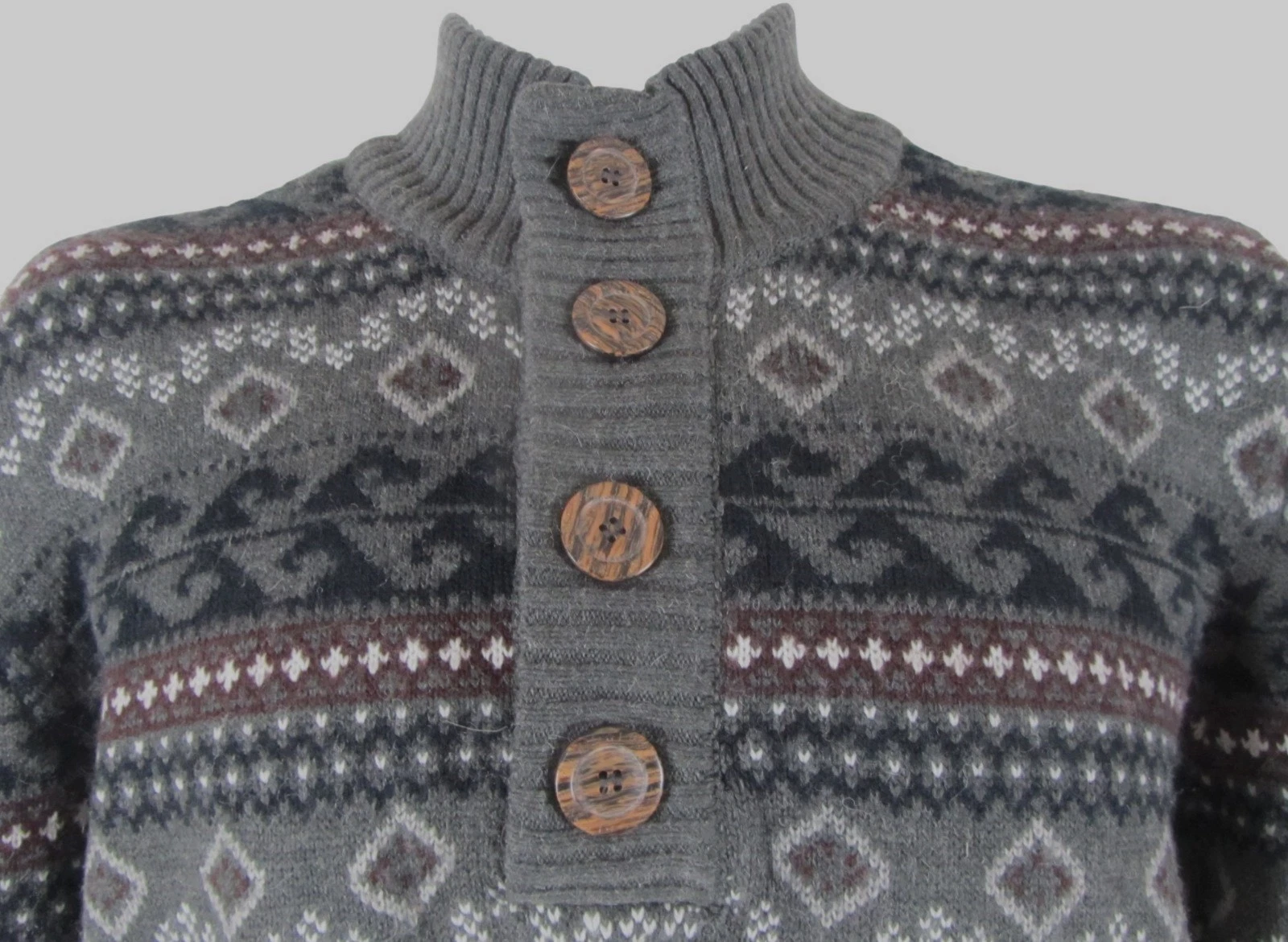 Buffalo David Bitton Sweater Mens L Shawl Collar Nordic Button Pullover