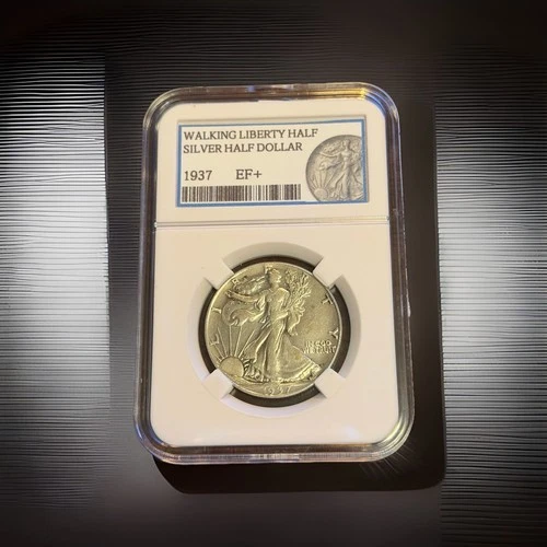 1937 / WALKING LIBERTY HALF DOLLAR [DB-6601-001] (VINTAGE) KEEPSAKE SLAB / EF+