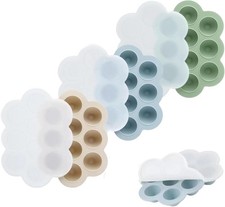 3-Pack Silicone Baby Food Freezer Trays with Lids - 10 Small Portions per Tra...