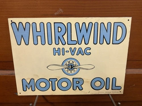 Whirlwind Motor Vintage Sign General Store Oil Can Gas Pump Mobil Airplane Shell