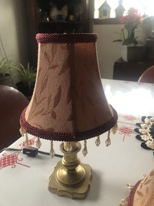 Burgundy Fabric and Bead Candlestick Lamp Shades