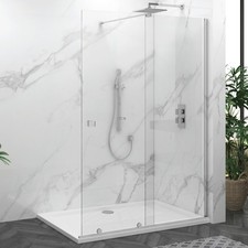 Walk In Wet Room Sliding Shower Enclosure Screen 8mm Glass Panel, 1950mm Tall