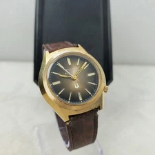 RARE VINTAGE 1970'S BULOVA ACCUTRON N6 TUNING FORK BROWN CLASSIC MEN'S WATCH 