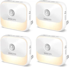 ZISUYU Upgraded Plug-in LED Night Light with Motion Sensor & 4 Pack, White 