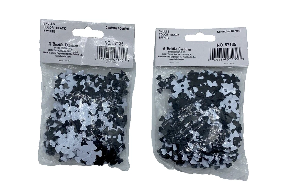 Halloween Calavera Huesos Cruzados Confeti Lote 2 Negro Blanco Pirata Fiesta Decoración Artesanía Foto 2 de 4