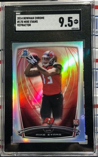 2014 BOWMAN CHROME MIKE EVANS, #170, ROOKIE, REFRACTOR, GRADED SGC MINT PLUS 9.5 - Picture 1 of 2