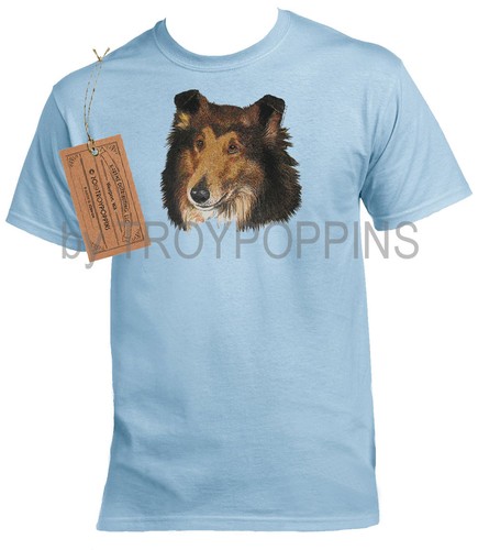 1-MENS WEAR-COLLIE FACE-ROUGH DOG BREED PET PUPPY LOVER GRAPHIC PRINTED T-SHIRT - Picture 3 of 7