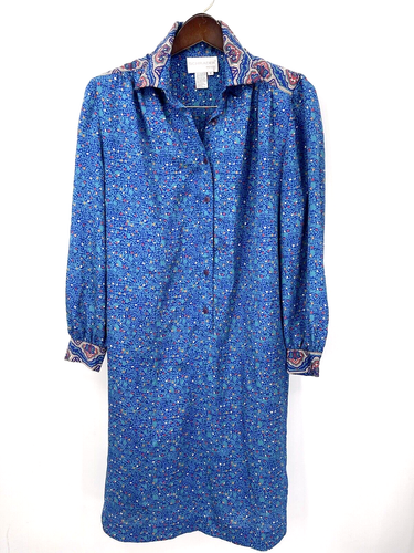 Vintage Schrader Dress Womens Petite 8 Grannycore Long Sleeve 90s Cottagecore - Picture 1 of 12