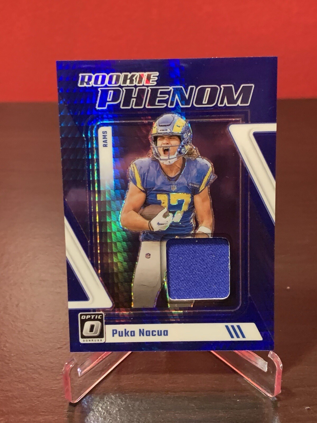 2023 Donruss Optic Puka Nacua Blue Hyper Prizm Rookie Phenom Jersey #RP-PN