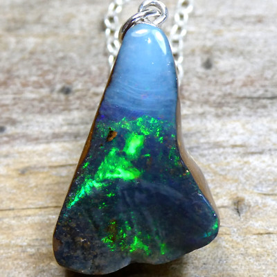 9.75 CT AUSTRALIAN BOULDER OPAL Pendant Silver 925 Necklace Jewellery VIDEO