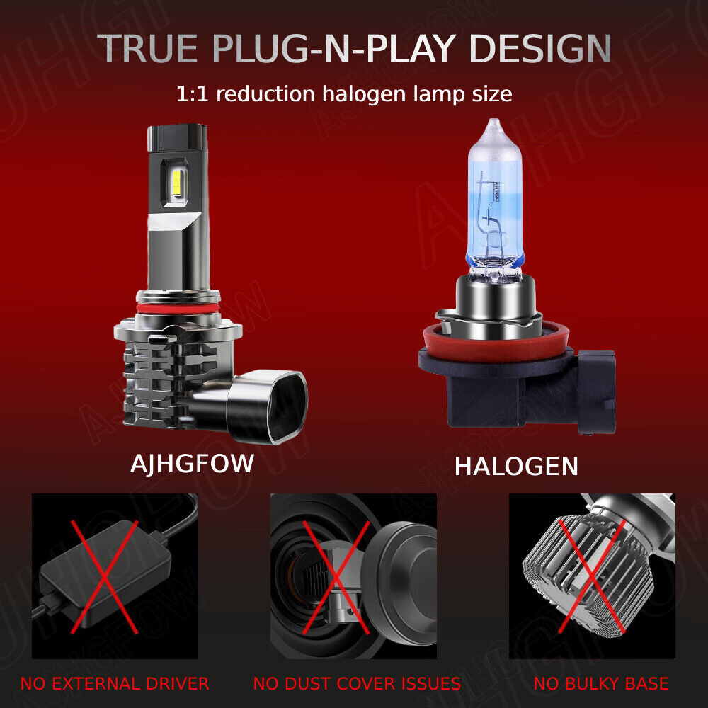 H8 H9 H11 LED Headlight Kit Low Beam Bulb 10000LM 6000K Bulb Super Bright White