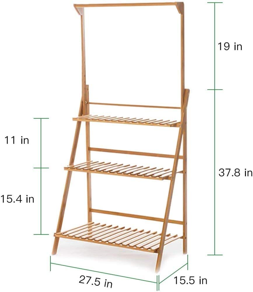 Bamboo 3 Tier Hanging Plant Stand Planter Shelves Flower Bamboo Plant