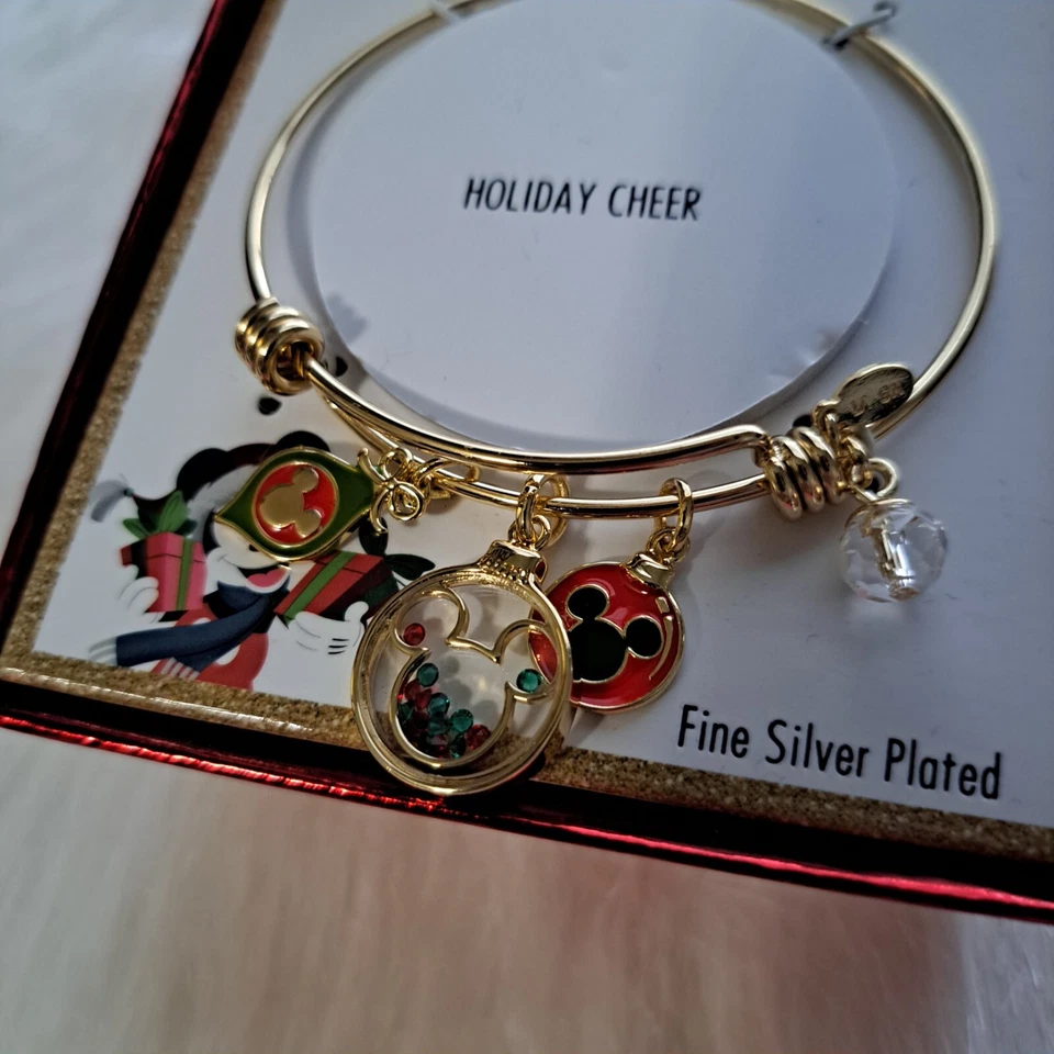 Brazalete Brazalete Dije Expandible Navidad Disney Vacaciones Plateado Fino Foto 2 de 4