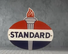 Standard Gasoline   Porcelain Enamel Heavy Metal Sign 30  Inches single  Side
