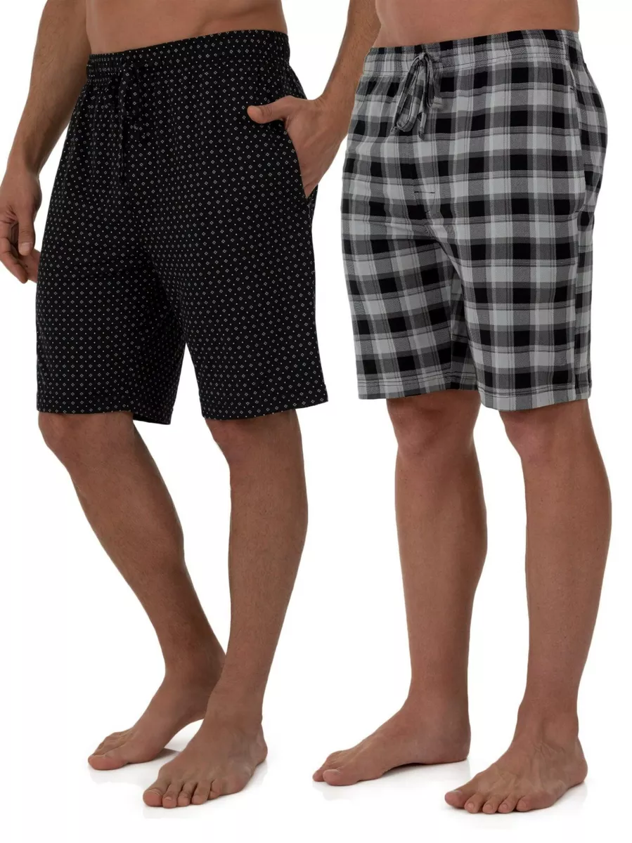 Fruit of the Loom Sleep Lounge Shorts Beyond Soft Knit 2 Pack Black Men's  M-5XL