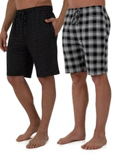 Fruit of the Loom Sleep Lounge Shorts Beyond Soft Knit 2 Pack Black Men's M-5XL
