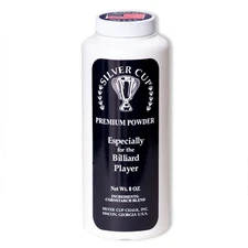 SILVER CUP Pool Billiard Premium Powder White 8 oz Bottle - Made in the USA